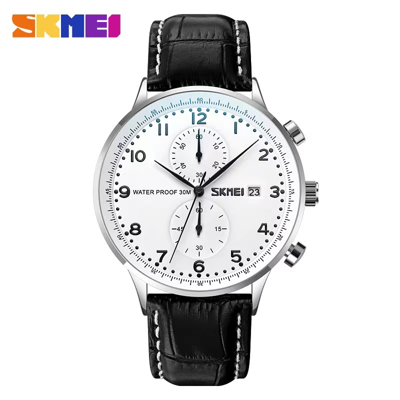 Leather Watch Band Men - SKMEI 9301 męski top marka luksusowy
