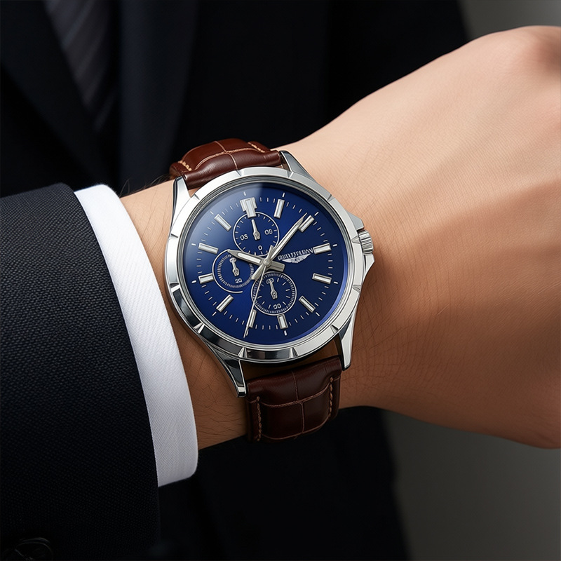 Męski zegarek kwarcowy z chron – Leather Watch Band Men recenzja i cena